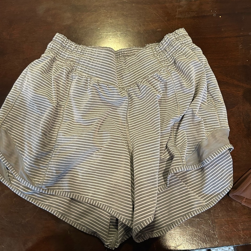 Lululemon Athletica Gray Striped Athletic Shorts
